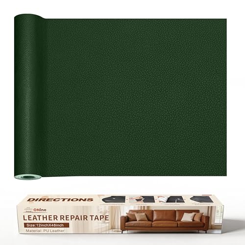 ONine Leather Repair Patch，Leather Repair Tape, 12 x 48 inches Leather Repair Patch for Furniture,Vinyl Repair kit，Leather Co