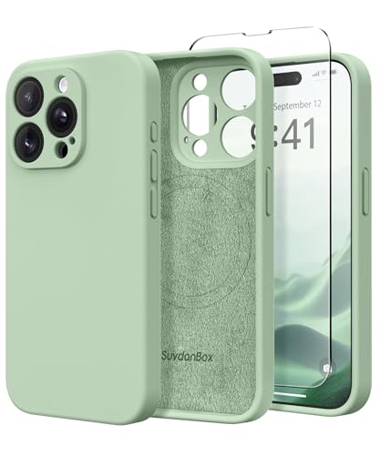 SuydanBox Magnetic for iPhone 15 Pro Max Case Silicone Light Cyan