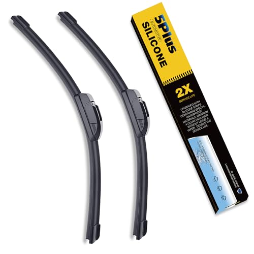 5 PLUS Premium Silicone Windshield Wipers Blades 22" and 21" Fit J-Hook Arm