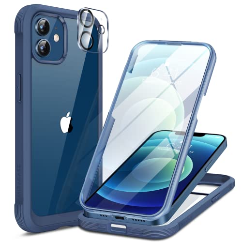 Miracase Glass Series for iPhone 12/12 Pro Case 6.1 inch, Upgraded Full-Body Rugged Phone Bumper Case Cover with Built-in 9H 