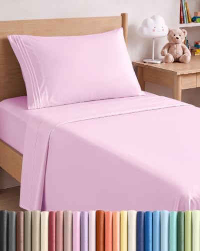 Twin XL Size 3 Piece Sheet Set - Breathable & Cooling Sheets - Light Pink