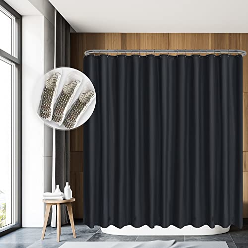 Barossa Design Clawfoot Tub Shower Curtain with 12 Magnets, Black, 180x70