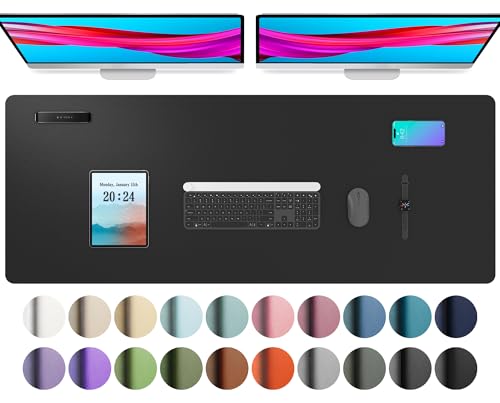 Aothia Leather Desk Pad Protector, Mouse Pad, Office Desk Mat, Non-Slip PU Leather Desk Blotter, Laptop Desk Pad, Waterproof 