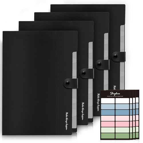 SKYDUE Expanding File Folders with Labels,8 Pockets Accordion File Organizer, Portable Document Paper Organizer, A4 Letter Si