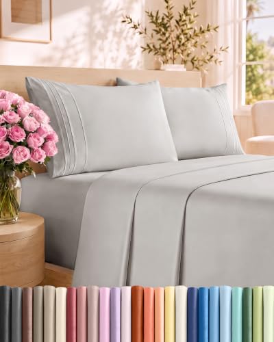 Full Size 4 Piece Sheet Set - Breathable & Cooling Sheets - French Grey