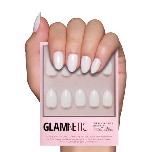 Glamnetic Press On Nails, Short Oval Glossy, Fake Nails 30pc Nail Kit