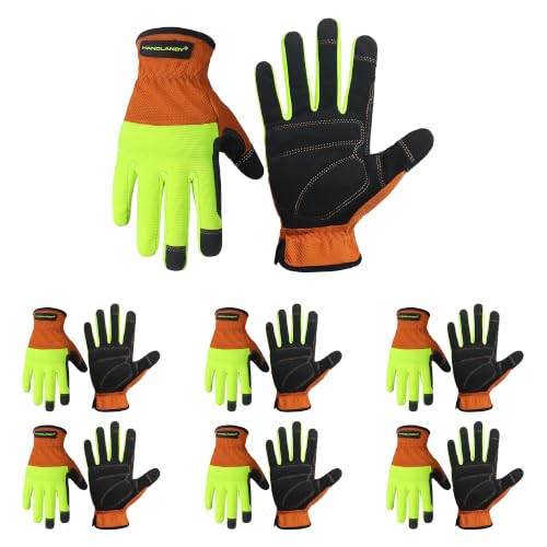 HANDLANDY Work Gloves for Men & Women, Utility Mechanic Working Gloves Touch Screen, Flexible Breathable Gardening Gloves for