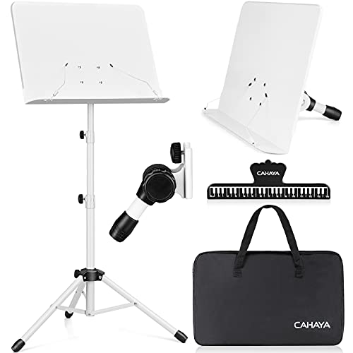 CAHAYA Sheet Music Stand Dual-use Convert to Desktop Stand Adjustable White