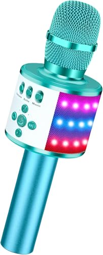 BONAOK Karaoke Microphone for Kids & Adults - Bluetooth Microphones Singing Mic with Disco Lights, Echo Effect, Built-in Spea
