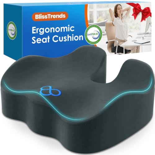BlissTrends Thick Seat Cushion for Office Chair & Car Seat, XL, DarkGreen