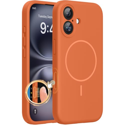 Miracase Silicone & Magnetic for iPhone 16 Case, Orange