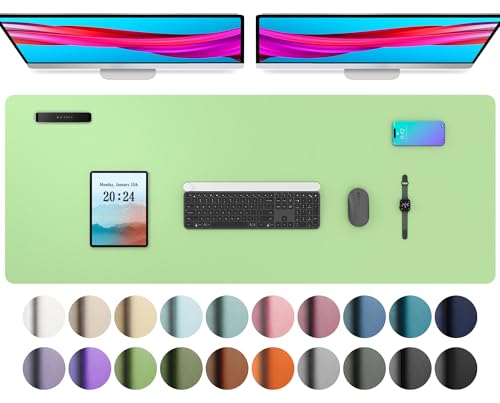 Aothia Leather Desk Pad Protector, Office Desk Mat, Large Mouse Pad, Non-Slip PU Leather Desk Blotter, Laptop Desk Pad, Water