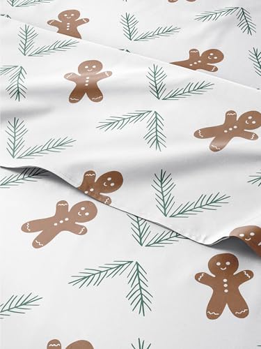Christmas Sheet Set, Gingerbread Cookie, Holiday Xmas Bedding Set - King