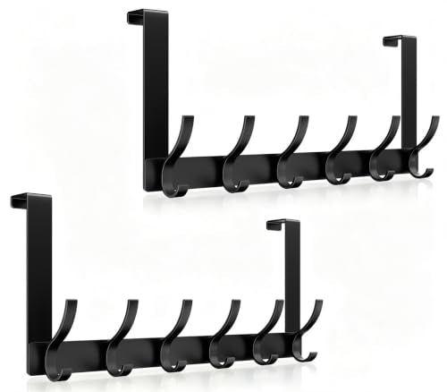Optish Over The Door Hooks, Door Hanger Hooks for Hanging, Over The Doors Towel Racks for Bathroom with 12 Coat Hook, Coat Ra