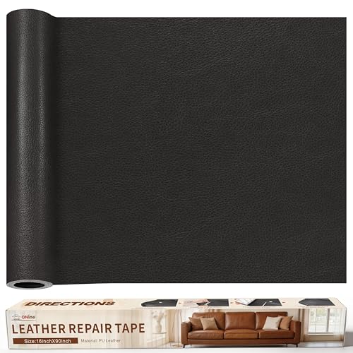 ONine Leather Repair Patch，Leather Repair Tape, 16 x 90 inches Leather Repair Patch for Furniture,Vinyl Repair kit，Leather Co
