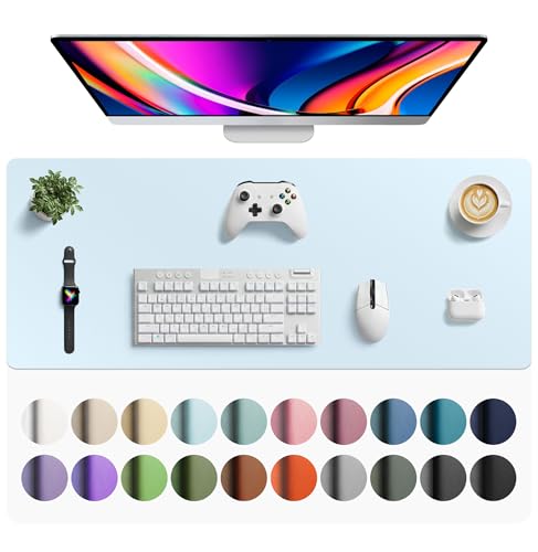 Aothia Faux Leather Desk Mat - Large Mouse Pad, Non-Slip PU Leather Blotter, Waterproof Writing Surface for Office and Home (