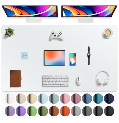 Aothia Faux Leather Desk Mat - Large Mouse Pad, Non-Slip PU Leather Blotter, Waterproof Writing Surface for Office and Home (