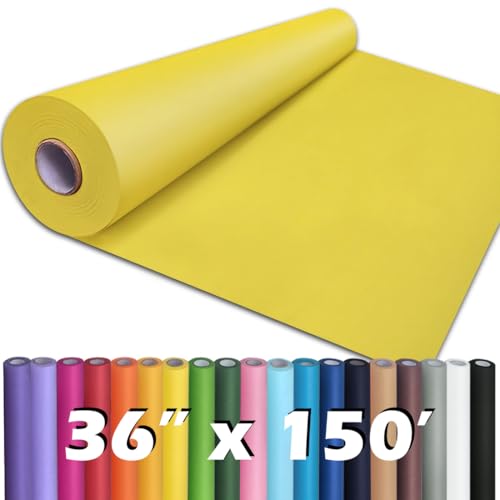PerkHomy Lemon Yellow Kraft Paper Roll 36" x 1,800" (150') for Gift Wrapping Bouquet Flower Art Painting Craft Writing Packag