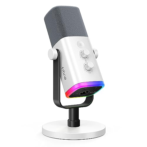 FIFINE AmpliGame AM8W XLR/USB Gaming Microphone for Streaming Podcasting