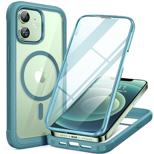 Miracase Glass Series Designed for iPhone 12/12 Pro 6.1 Inch, Upgrade Full-Body Magnetic Case with Built-in 9H Tempered Glass