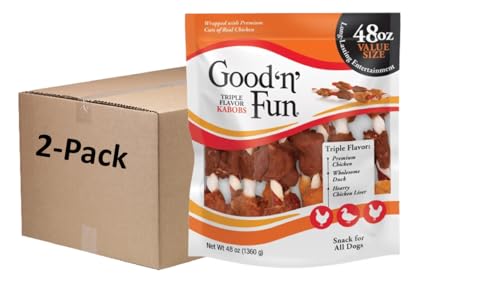 Good N Fun Kabobs Long-Lasting Dog Treat with Protein, 48 oz (2 Pack)