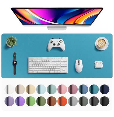 Aothia Faux Leather Desk Mat - Large Mouse Pad, Non-Slip PU Leather Blotter, Waterproof Writing Surface for Office and Home (