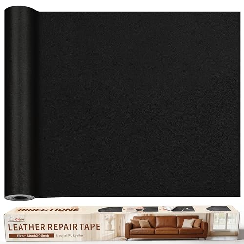 ONine Leather Repair Patch，Leather Repair Tape, 16 x 90 inches Leather Repair Patch for Furniture,Vinyl Repair Kit，Leather Co