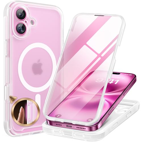 Miracase for iPhone 16 Case 6.1'', [Bubble Free] Full-Body Bumper Phone case with Built-in Full Glass Screen &Camera Control,