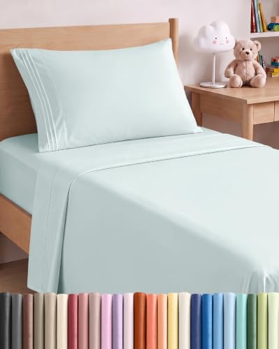 Twin XL Size 3 Piece Sheet Set - Breathable & Cooling Sheets - Ice Blue