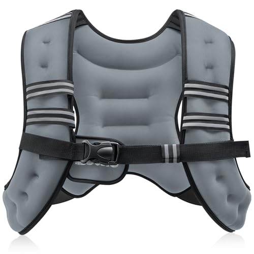 ZELUS Weighted Vest, 6lb/8lb/12lb/16lb/20lb/25lb/30lb Weight Vest with Reflective Stripe for Workout, Strength Training, Runn