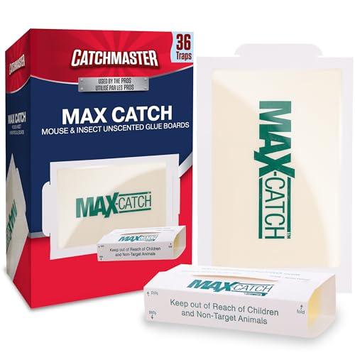 Catchmaster Max-Catch Unscented Glue Traps 36pk, Sticky Mouse Traps Indoor