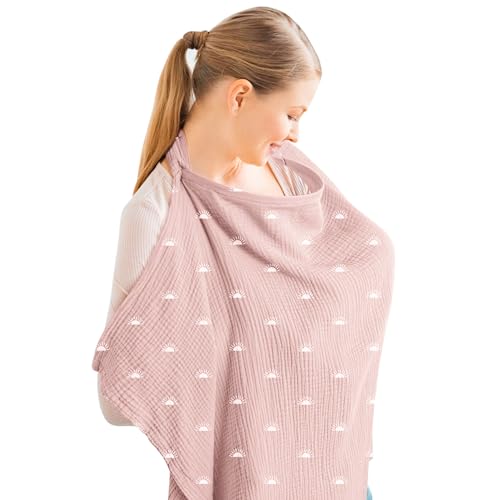 Konssy Muslin Nursing Cover Up for Breastfeeding with Rigid Hoop