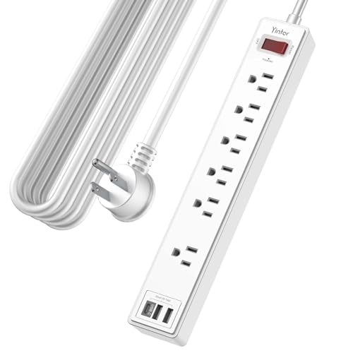 Yintar 20Ft Surge Protector Power Strip with 6 Outlets & 3 USB Ports, White