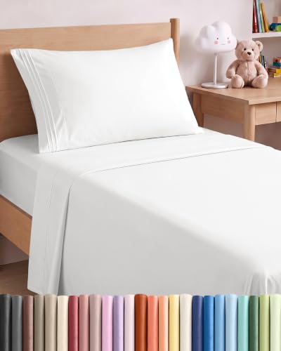 Twin XL Size 3 Piece Sheet Set - Comfy Breathable & Cooling Sheets - White