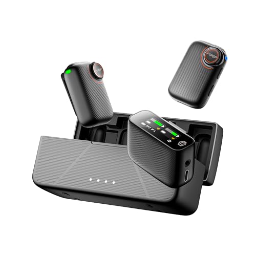 PQRQP S20 Mic (2 TX + 1 RX + Charging Case), Mini Microphone for iPhone/Android/Camera, 48kHz/24-bit High Audio, AI Noise Can