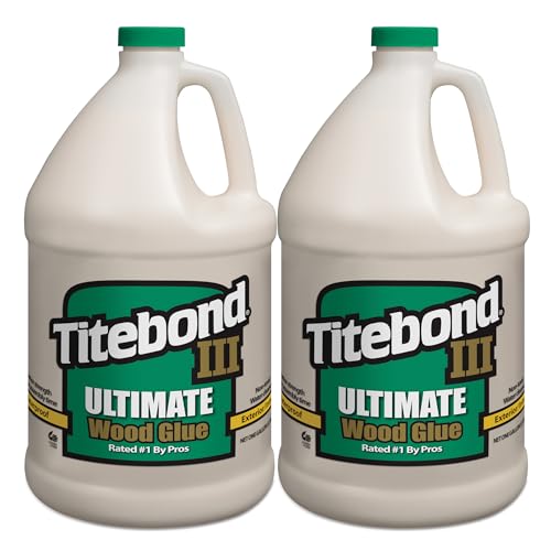 Titebond III Ultimate Wood Glue 1 Gal. (2 Pack) – Premium Professional Woodworking Adhesive, Waterproof, Strong Initial Tack,
