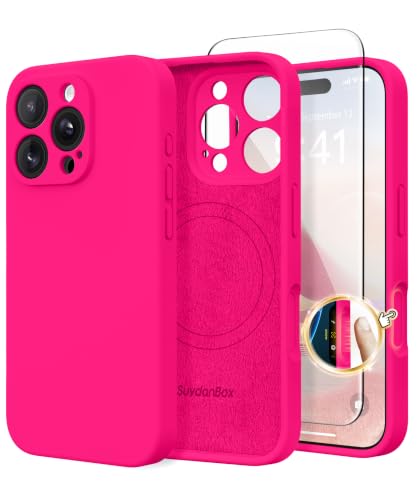 SuydanBox Magnetic for iPhone 16 Pro Max Case Silicone Hot Pink