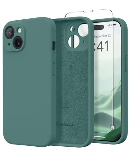 SuydanBox Magnetic for iPhone 13 Case Silicone Midnight Green