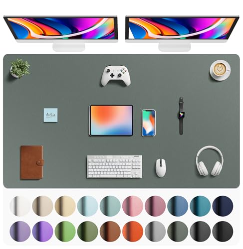 Aothia Faux Leather Desk Mat - Large Mouse Pad, Non-Slip PU Leather Blotter, Waterproof Writing Surface for Office and Home (