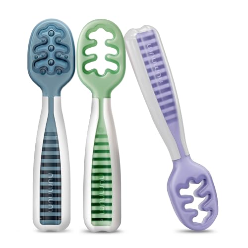 NumNum Baby Spoons Self Feeding 6 Months, 3-Pack Nature Friends