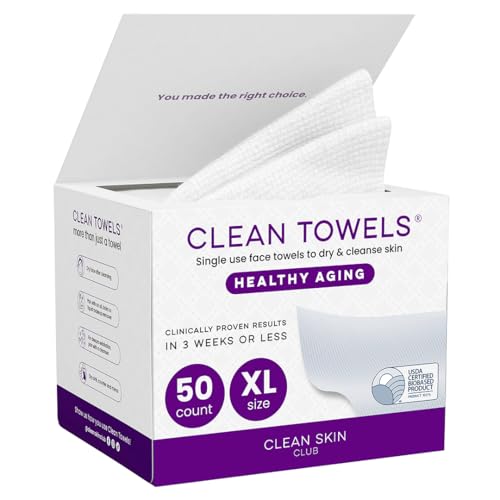 Reduces Fine Lines and Wrinkles in 6 weeks or Less, CLEAN SKIN CLUB Healthy Aging Clean Towels® XL, Disposable Face Towels, X