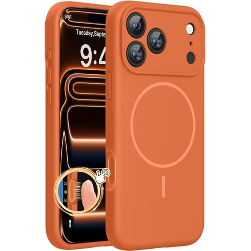 Miracase Silicone & Magnetic for iPhone 17 Pro Max Case, Amber Orange