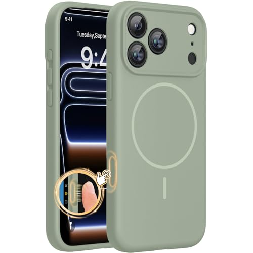 Miracase Magnetic for iPhone 17 Pro Case, Silicone, Patina Green