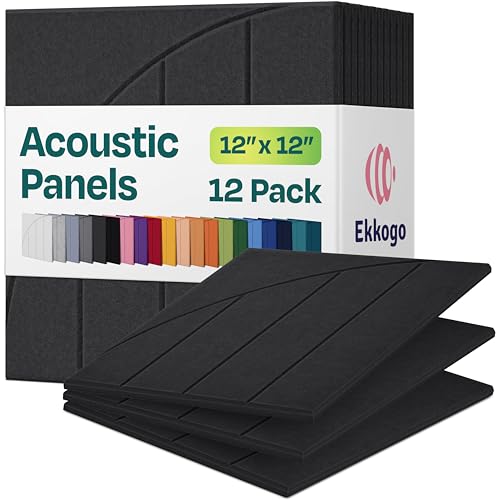 Ekkogo Acoustic Panels 12-Pack Soundproof Wall Panels 12"x12"x0.4" Decorative Sound Dampening for Your Home, Office, Studio, 