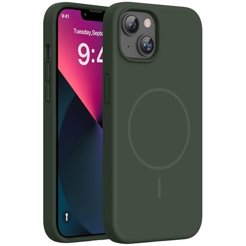 Miracase Silicone & Magnetic for iPhone 13 Case, Dark Green
