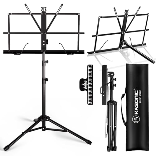 K KASONIC Music Stand, 2 in 1 Folding Sheet Music & Book Stand With Bag