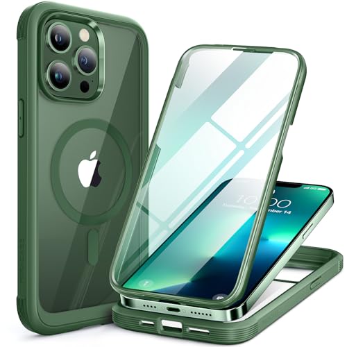 Miracase Magnetic for iPhone 13 Pro Max Case 6.7 inch, (Compatible with MagSafe) Upgrade Full-Body Clear Phone Bumper Case wi