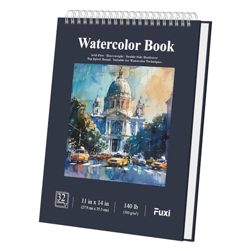 Fuxi Water Color Paper 11x14, 32-Sheet Large Watercolor Paper Pad, 140 lb
