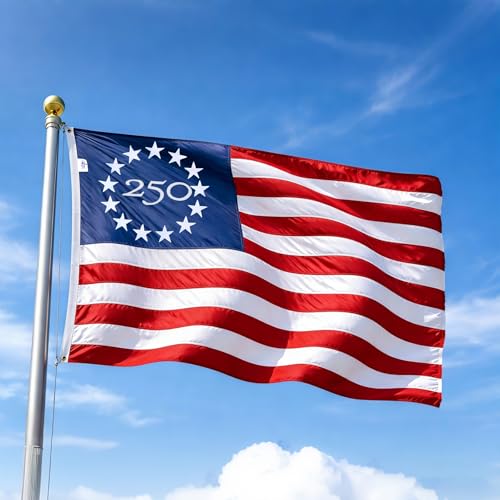 Sturdy 250th American Flag 2.5x4 Ft Outdoor Heavy Duty,Nylon Fabric Made in the USA 250th American Flags ,250th Non Fading Am