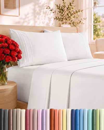 Cal King Size 4 Piece Sheet Set - Breathable & Cooling - Antique White